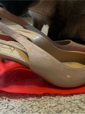 Patent Slingback Pumps in Light Nude